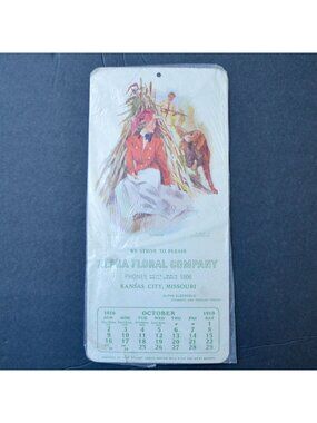Antique October 1910 Advertising Calendar Alpha Floral Company Kansas City MO